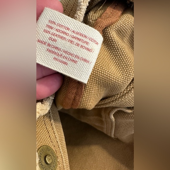 LUCKY BRAND Calexico Crossbody Purse Canvas Leather Studded Camel Tan Brown - Picture 8 of 16